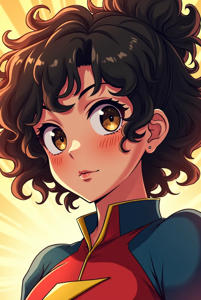 Curly haired superheroine, with freckles, Brown eyes, Bokuno Hero Academia