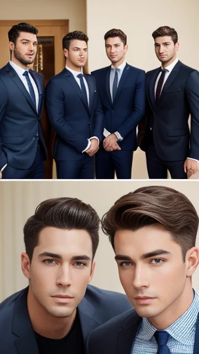 A group of handsome Aaronov friends gathered together focus on the face