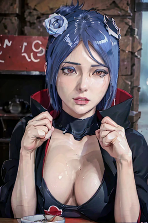 konan from Naruto,beautiful detailed eyes, beautiful detailed lips, extremely detailed eyes and face, long eyelashes, 1girl, akatsuki bikini, big tits, big ass, highly detailed, (best quality,4k,8k,highres,masterpiece:1.2),ultra-detailed,(realistic,photorealistic,photo-realistic:1.37),HDR,UHD,studio lighting,extreme detail description,professional,vivid colors,portraits,anime