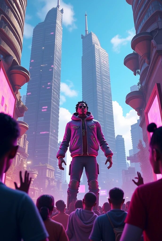 Travis Scott sur Fortnite dans la ville Tilted Tower