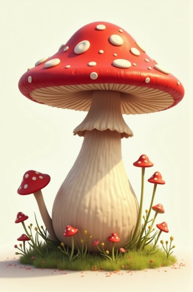 Anthropomorphic mushroom sitting in isometric perspective 