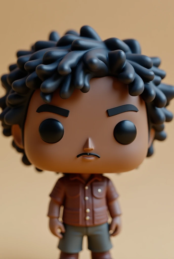 Funko pop of a man with black curly hair from the back and front 
