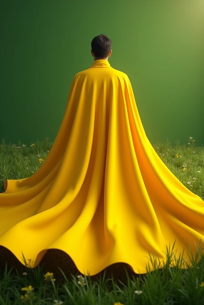 Yellow superhero cape on green background