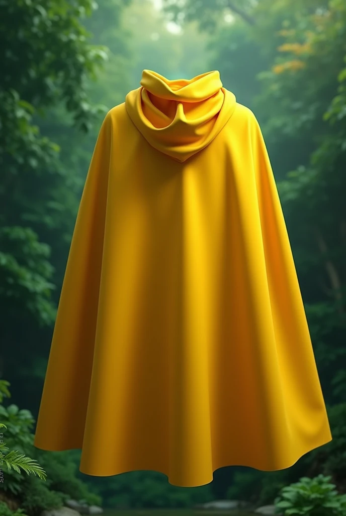 Yellow superhero cape on green background. Il n'y a personne dans la cape.