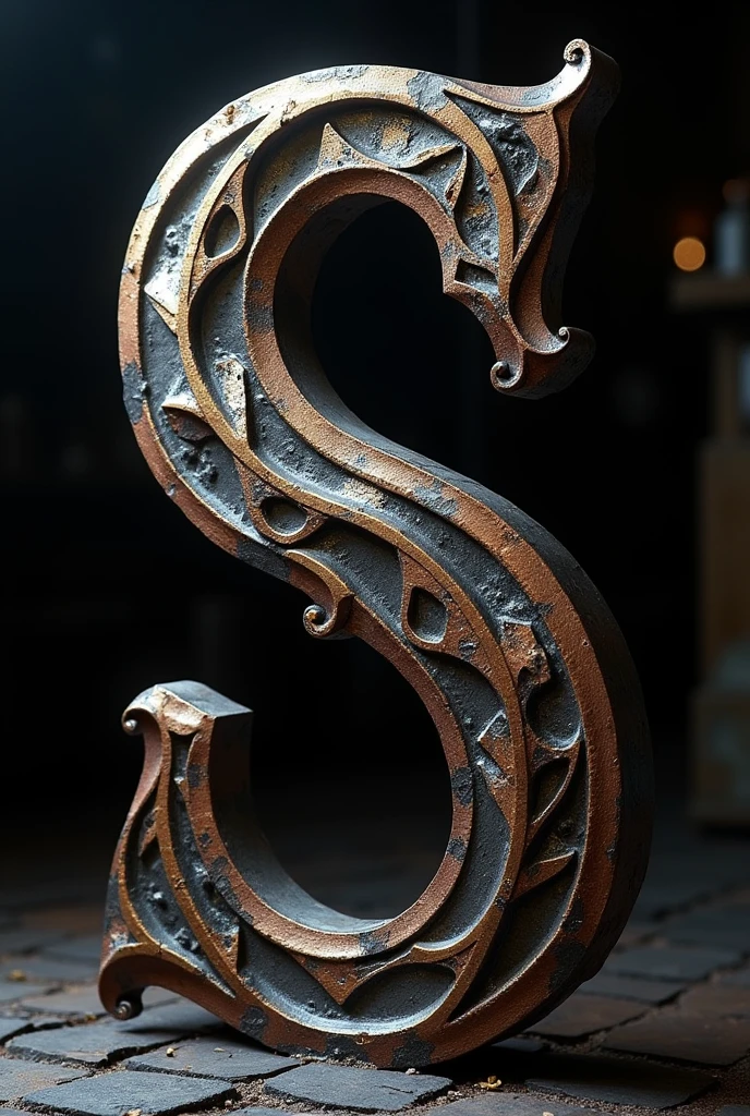 The letter "s" HECHO POR PUAs METALICAs CON REJAs