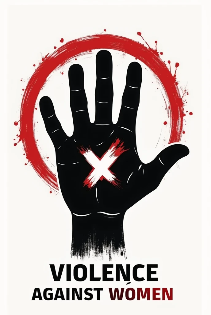 Make a logo about violence against women, with a black hand in the center and written underneath Violence against women in Brazilian Portuguese