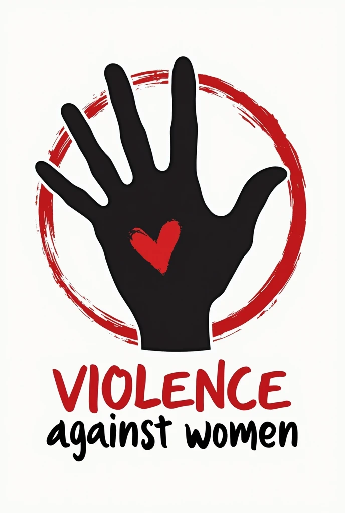 Make a logo about violence against women, with a black hand in the center and written underneath Violence against women in Brazilian Portuguese 