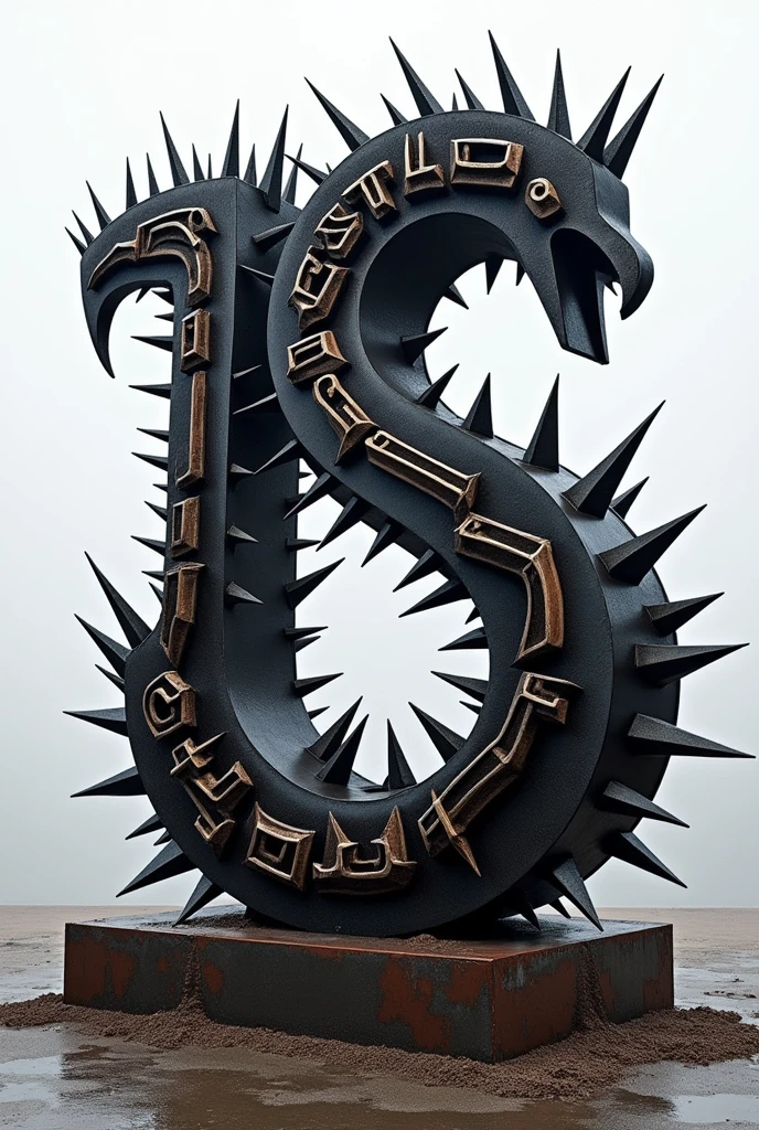 The letter "THE SWALLOW" MADE BY METAL SPIKES WITH GRILLS