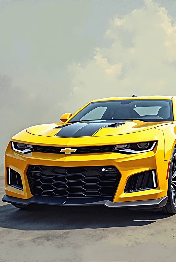 panel with the yellow camaro car horizontal image size 12 centimeters wide by 8 centimeters high in the caption write Thomas - 7 Years