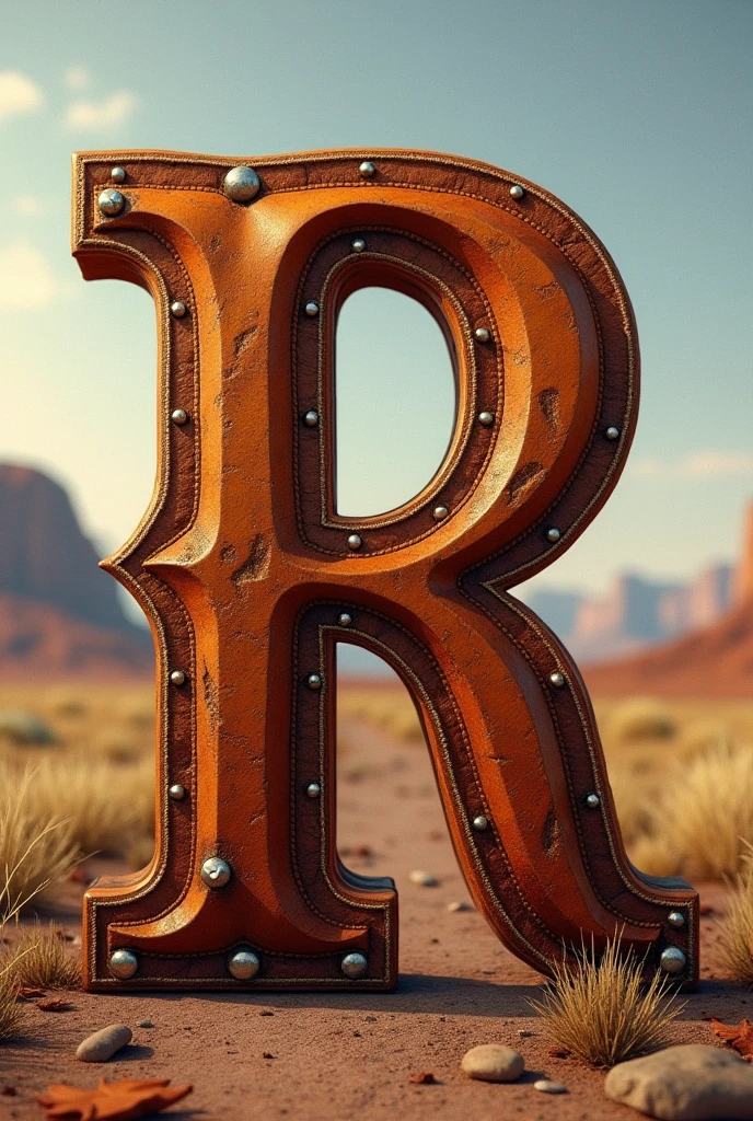 Design a logo with a capital R in cowboy style