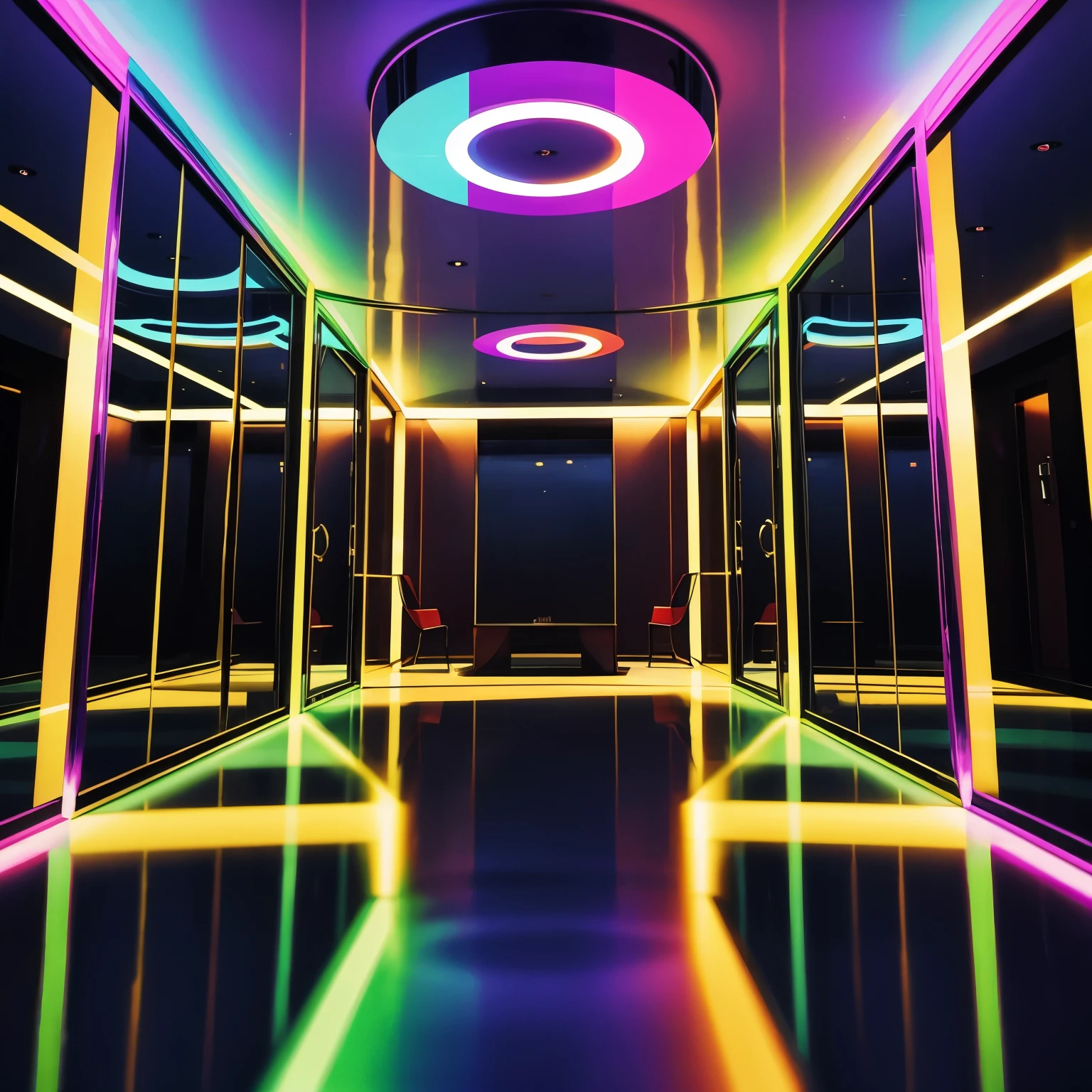 Mirror Room, Reflects rainbow-colored light in a complex way,