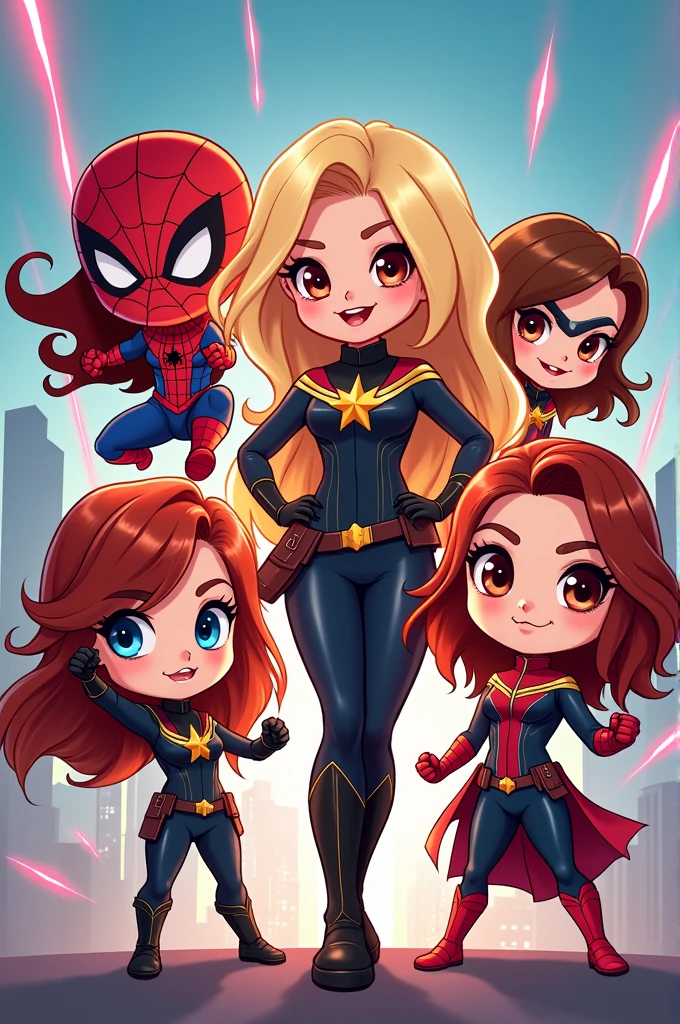 chibi Marvel, gif image of various female heroes