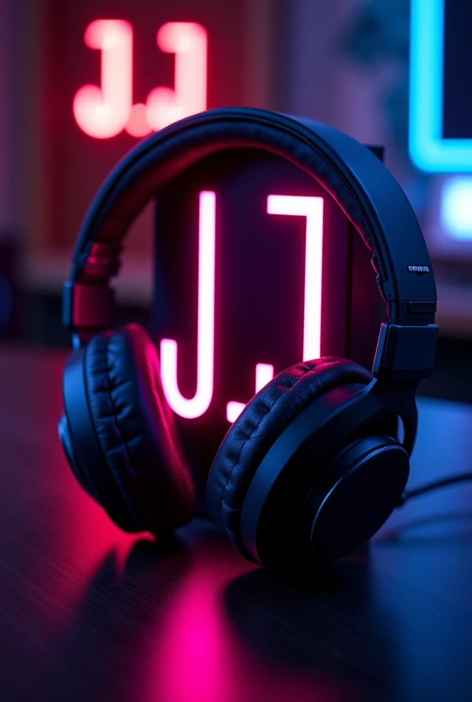 DJ headphones with the letter J.J DISPLAY in further