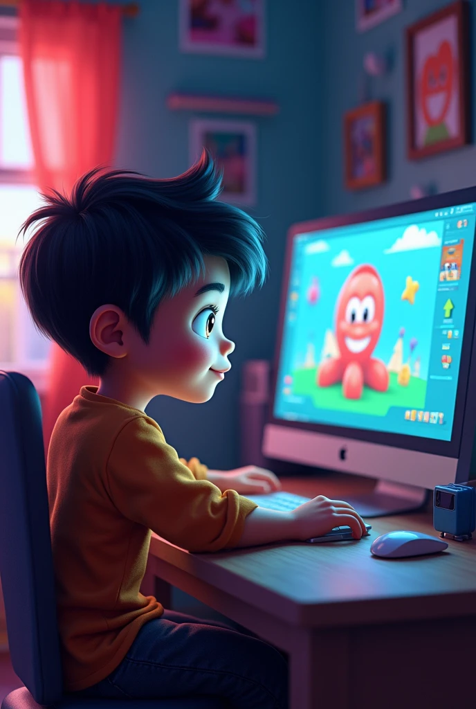 A boy playing roblox!