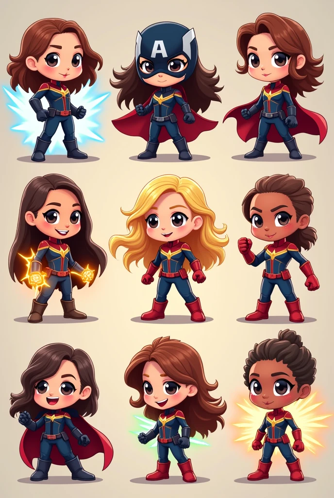 chibi Marvel, gif image of various female heroes 