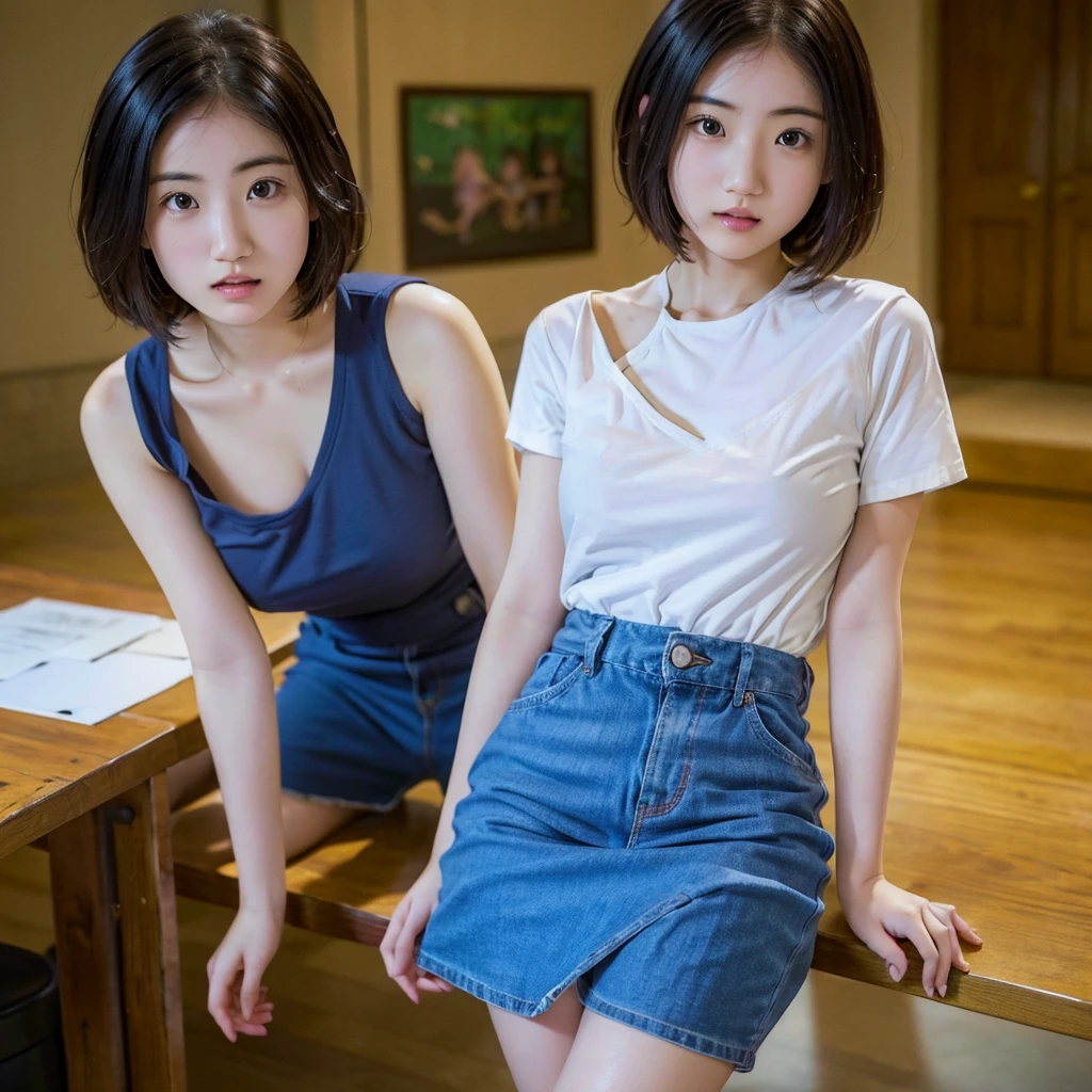 (Highest quality,4K,8k,High resolution,Tabletop:1.2),Very detailed,(Realistic,Realistic,Photorealistic:1.37),Cute Style,Dian,ドリブル ハイディテール 8k,Studio Lighting - V 6, Reality Girls, Portrait of a Japan , Five female friends take a group photo, Random Skirt,Random cute clothes, Random Face, Random Curly Hair