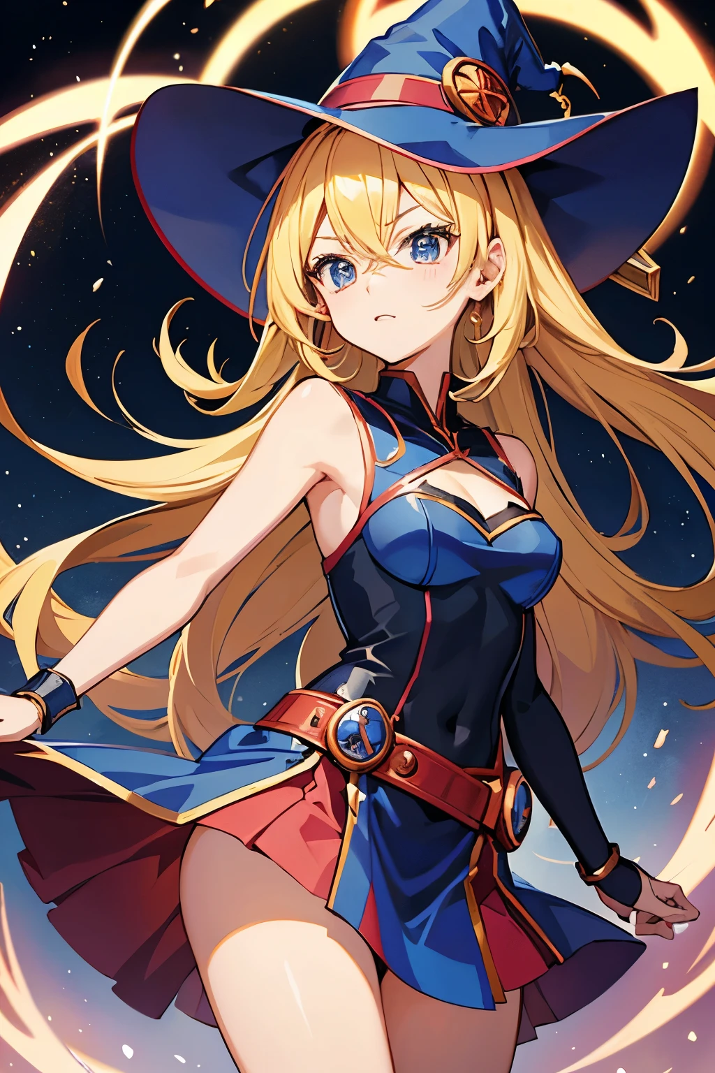 Yu-Gi-Oh、Black Magician Girl、Blonde、cute、sexy、High reproducibility、anime、Witch Hat、Shooting stance