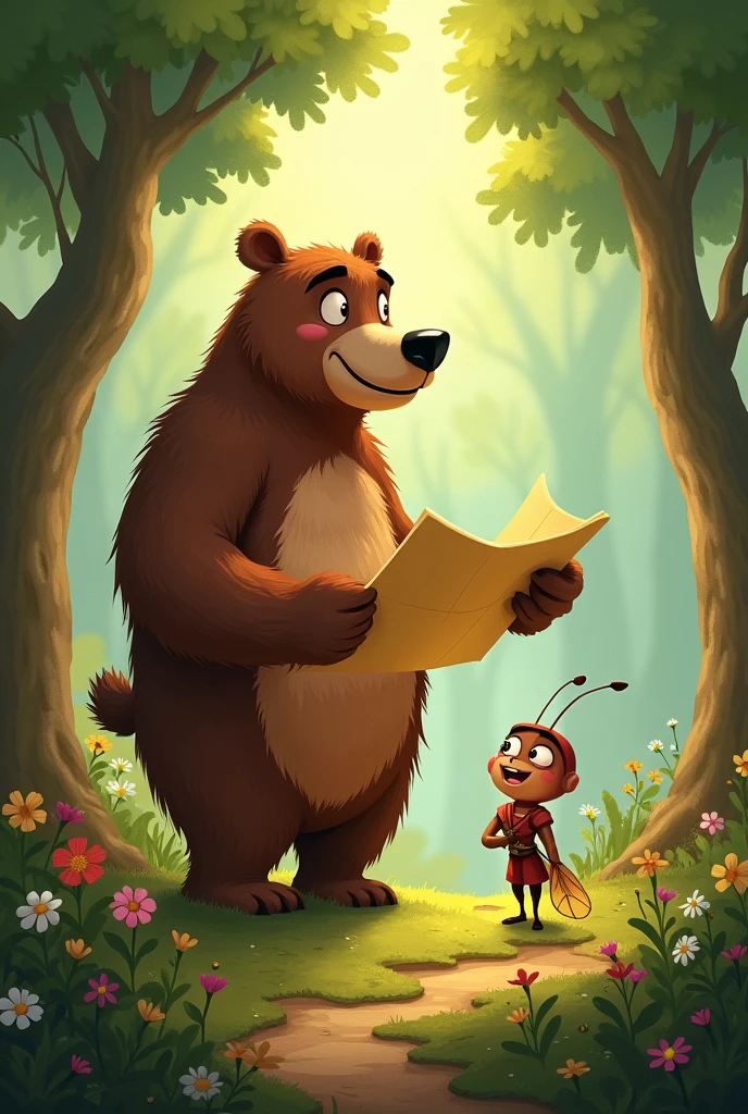 "A treasure!" exclaimed Bruno the bear, who was very strong but a little slow to understand things. "We must find it together." Antonia the Ant, that was small but very intelligent, He looked at the map and said: "I think we can get there if we follow this path.."