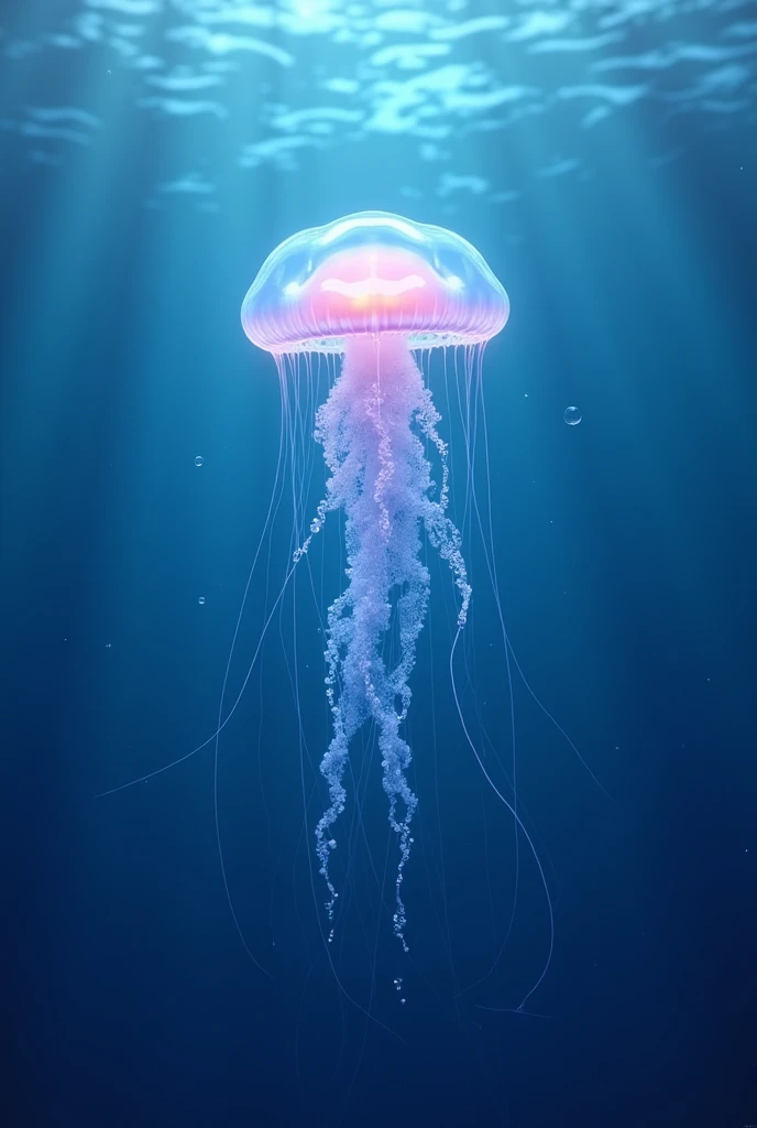 Create a jellyfish with a blue background 