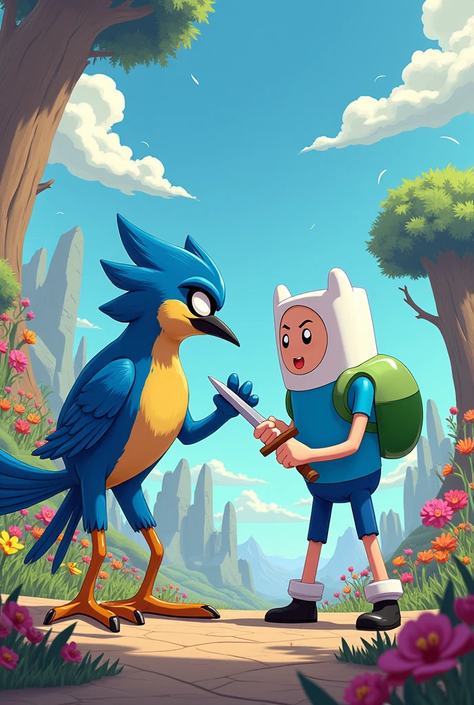 Mordecai from one more show vs finn the human from adventure time
