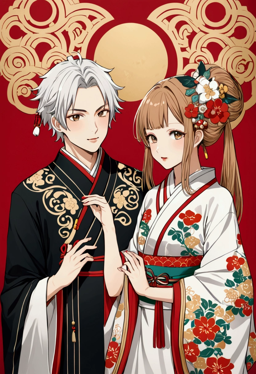Two Kitsuné twin siblings, a man and a woman 