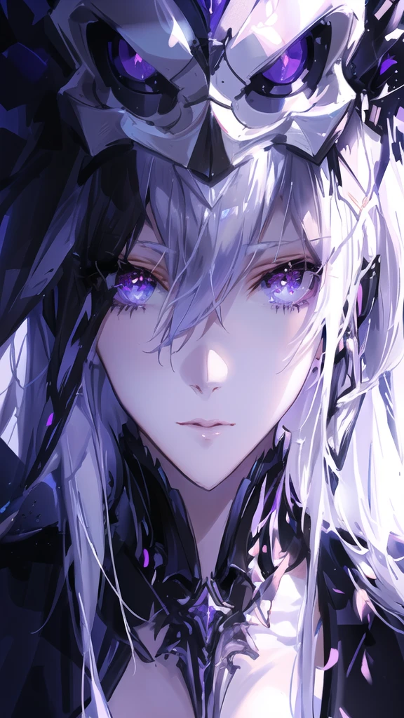 anime girl with white hair and purple eyes wearing a black and white outfit, detailed digital anime art, stunning anime face portrait, detailed anime art, anime art wallpaper 8 k, trending on artstation pixiv, zerochan art, anime art wallpaper 4k, anime art wallpaper 4 k, digital art on pixiv, from arknights