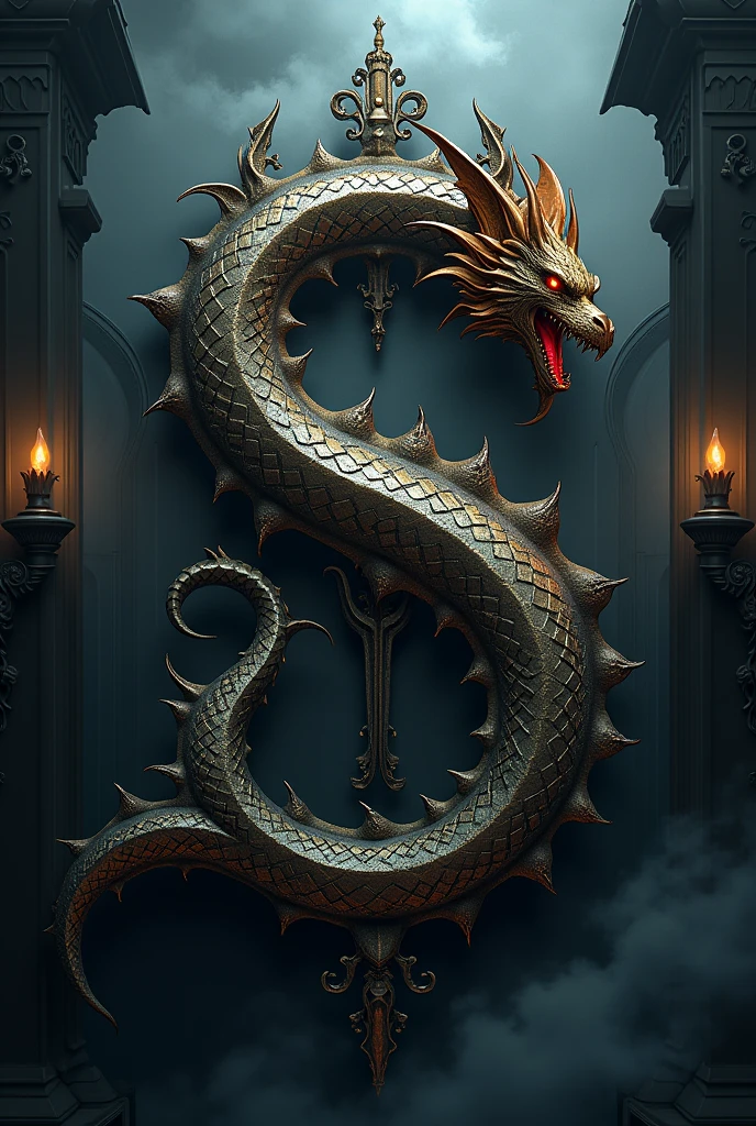 The letter "s" Gothic represented by a Dragon made logo 