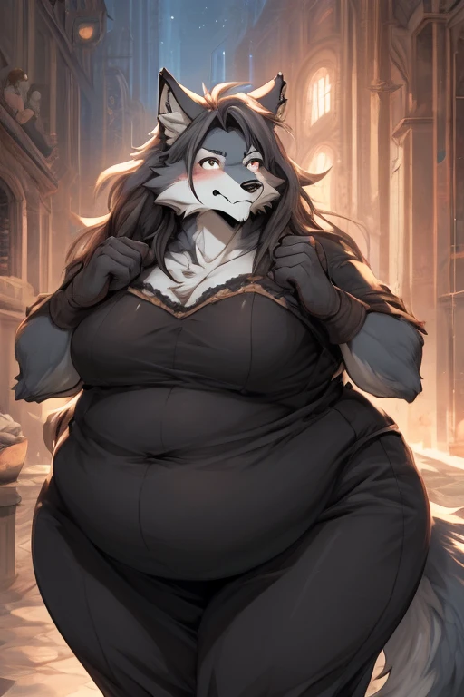 Twokinds obese wolf black clothes