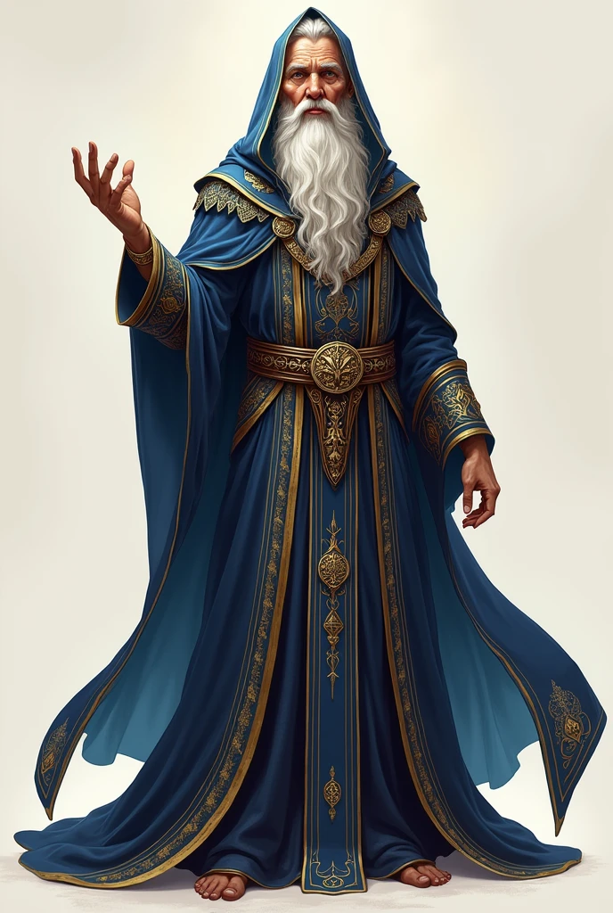 Illustration of a RPG character in close-up full body character sheet Wizard 