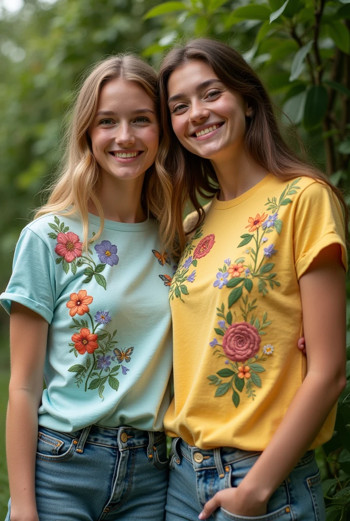 T-shirts with.hand embroidery Other options that make production faster Hand embroidery is simpler and easier to do Garden themed embroidery.secret