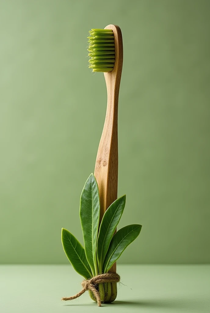 a toothbrush that uses slightly larger wood and uses leaves tied with rubber