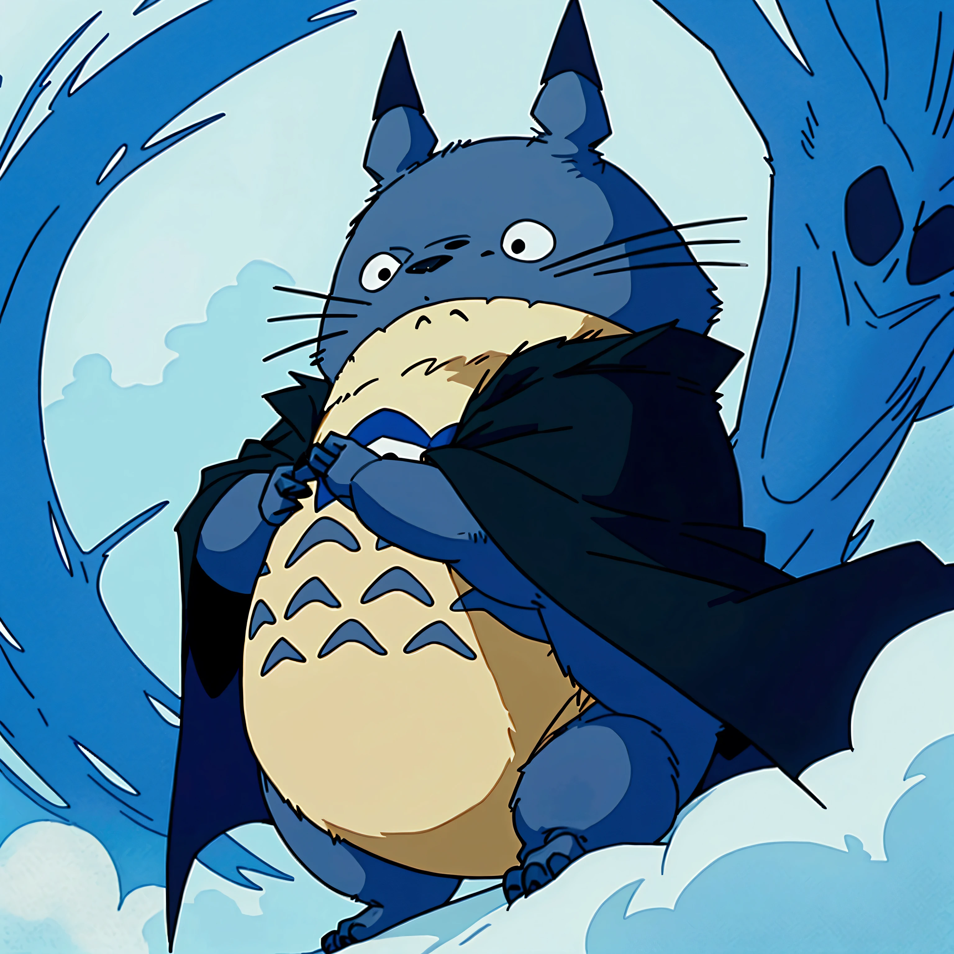 Totoro, adorable, No Man, No one appears, wearing a cape and blue fur