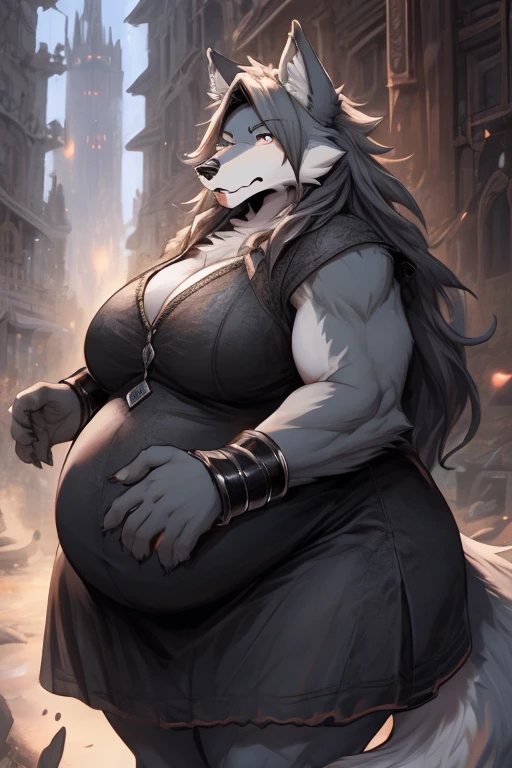 Twokinds obese wolf black clothes