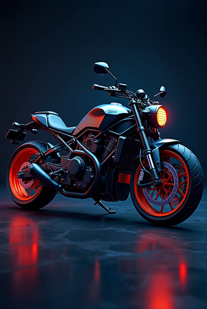 An image with a black background written: Rent your motorcycle! . And in a medium square written: Weekly from R$250. And the image of a realistic motorcycle. written in Portuguese