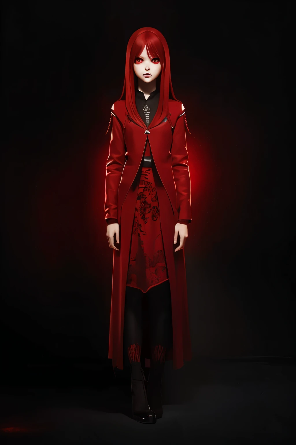 The Red Queen is a computer system that was created by evilness, there was some good in the program,appearence a 13 years old teenage girl.There was a  standing in a dark school hallway，Horror face looking the camera, red lights，atmospheric red lighting, red and cinematic lighting,red bright eyes,cinematic Red lighting, [ horror game ], author：Shitao, Scary cinematic lighting, Atmospheric red effect, atmospheric artwork, Sinister dark aura, vampire horror, detailed 4k horror artwork, Dark odor :: sport