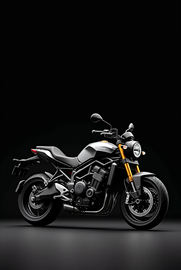 An image with a black background written: Rent your motorcycle! . And in a medium square written: Weekly from R$250. And the image of a realistic motorcycle.