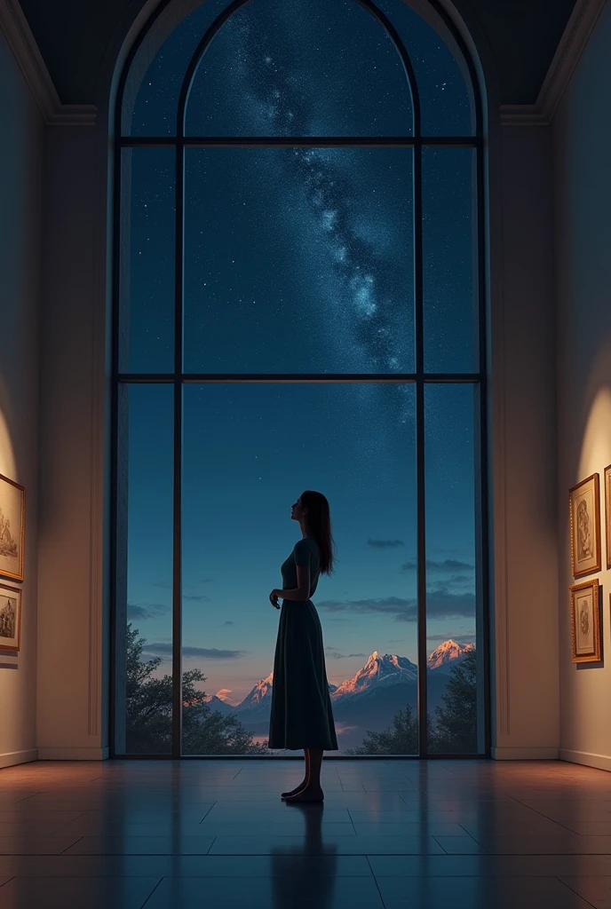 image for a book a woman looking at the stars from an art gallery