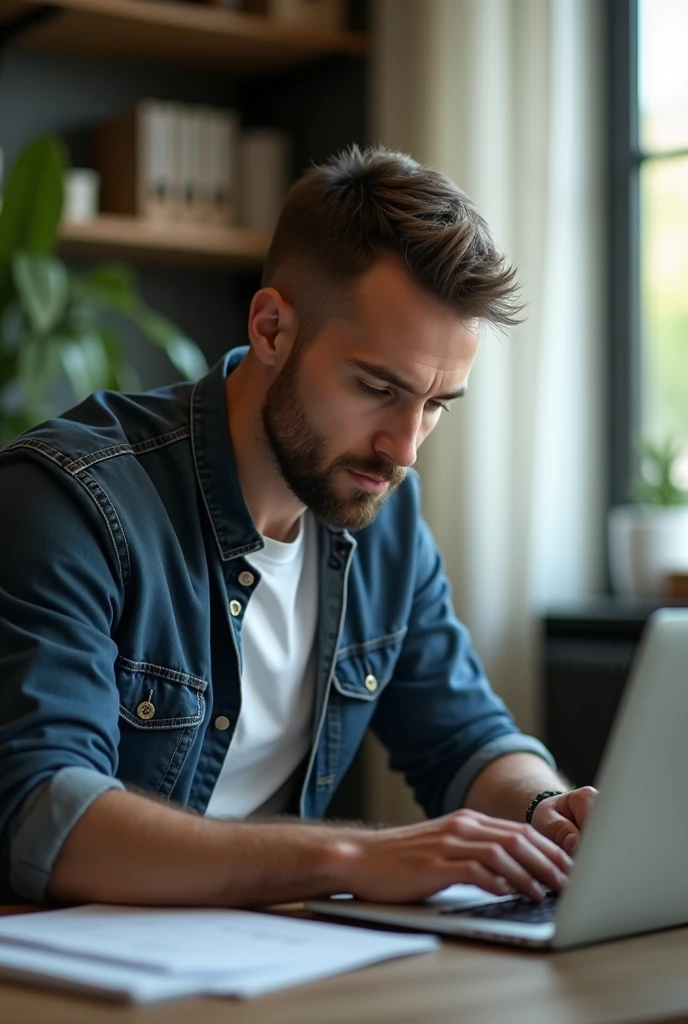 A Man using laptop