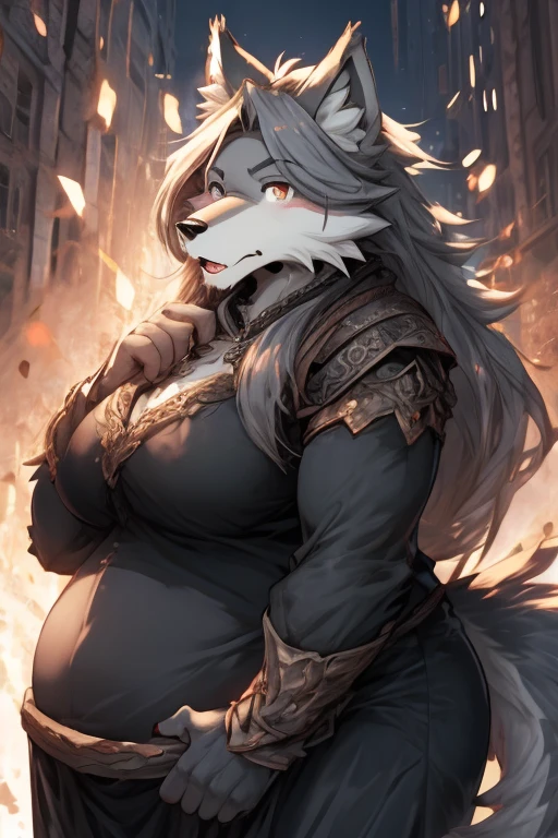 Twokinds obese wolf black clothes