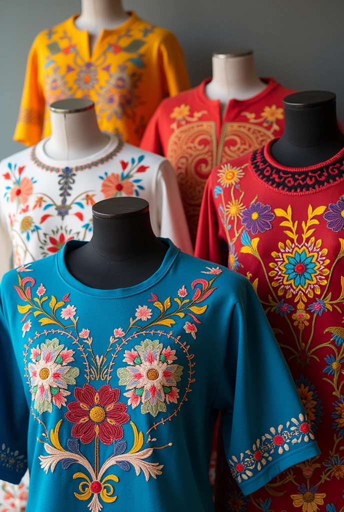 T-shirts with.hand embroidery various options Other options that the production is