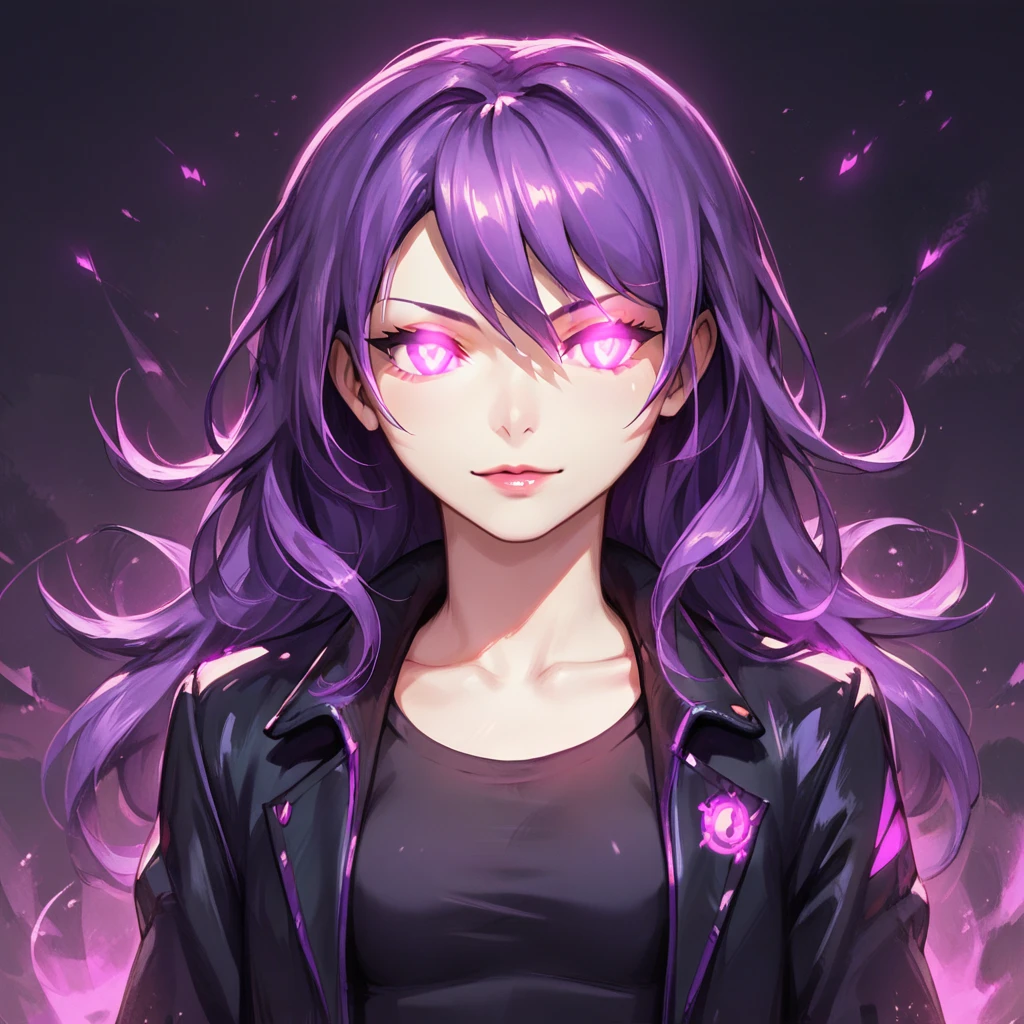 Highly detailed, High Quality, Masterpiece, beautiful, Kafka, purple eyes, jacket, 1girl, solo, mature female, purple eyes, jacket, (Glowing Eyes Meme:1.2), glowing eyes, glowing, epic, 