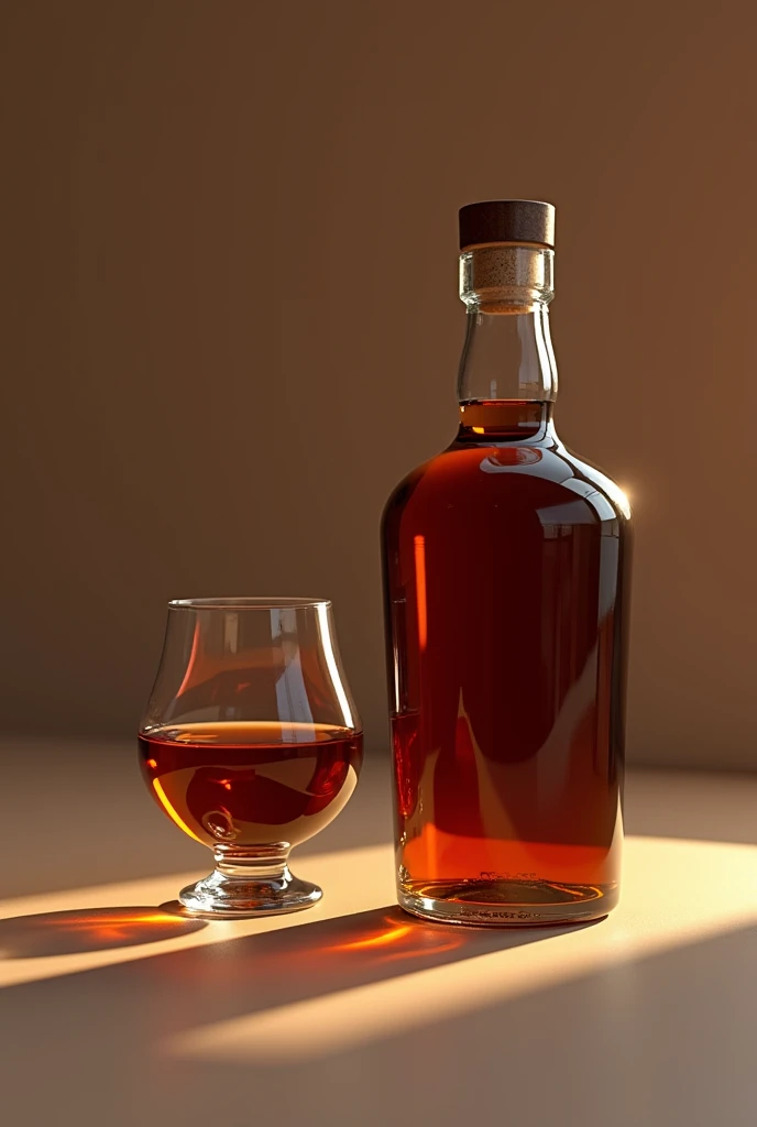 An image of a bottle of rum and next to it a glass of the same bottle