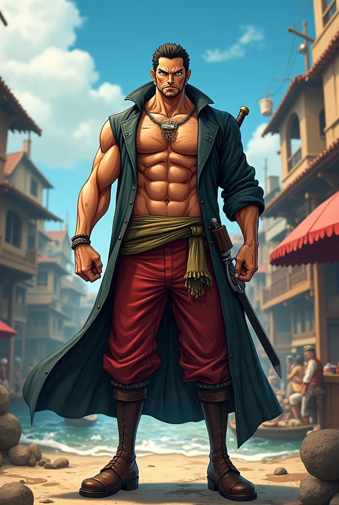 Make a character that is a mix between Zoro Sanji and Garp