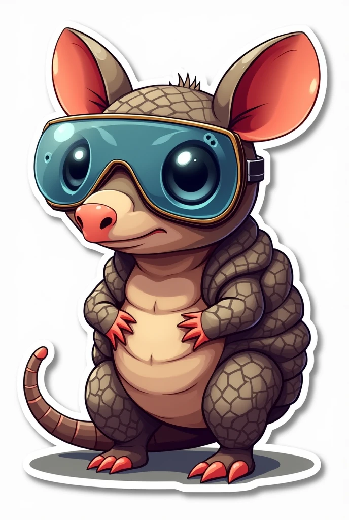 Animated sticker style armadillo with goggles
