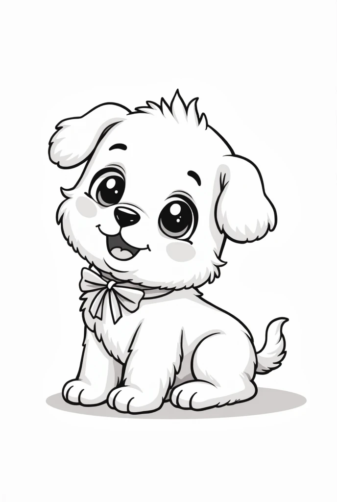 Coloring book cute puppy no color