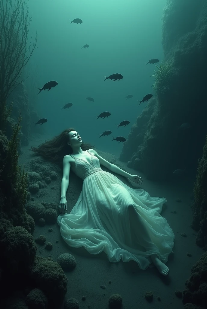 Woman at the bottom of the sea dead
