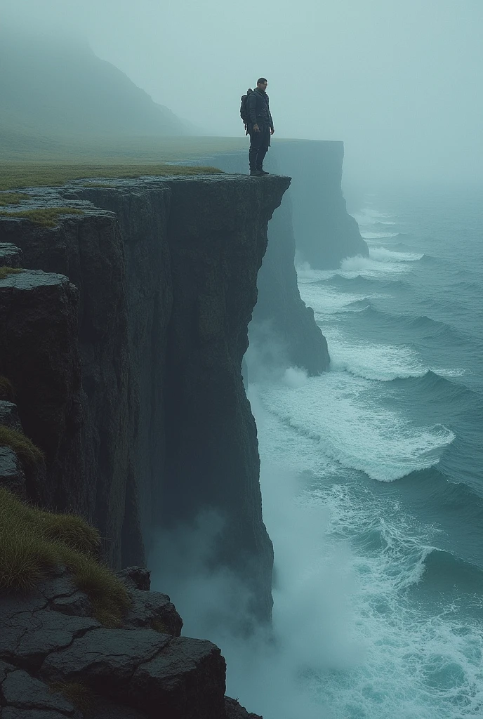 man very close to a cliff