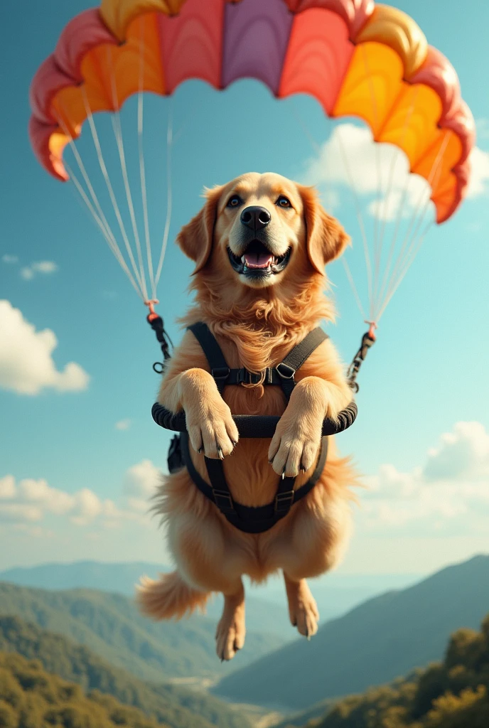 Golden retriever en un parapente