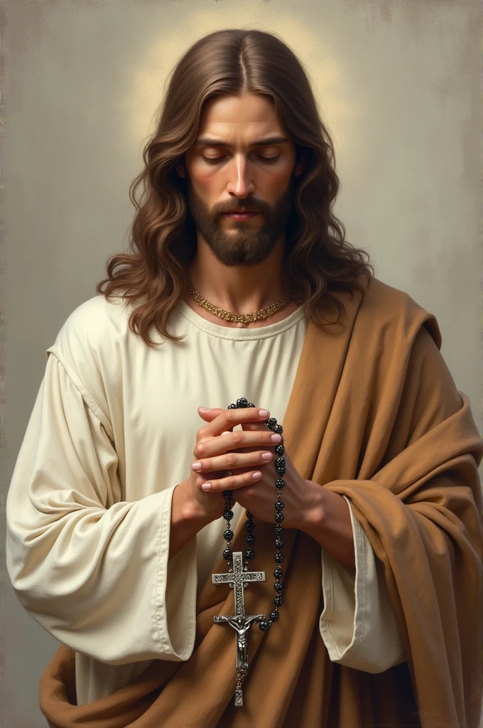 Jesus holding a rosary