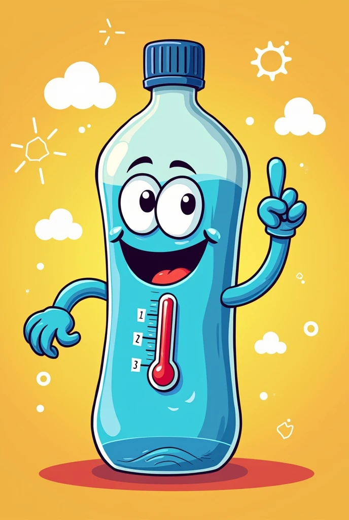 Create 3 Cartoon style banners with the theme of a homemade thermometer Made from a plastic bottle and isopropyl alcohol